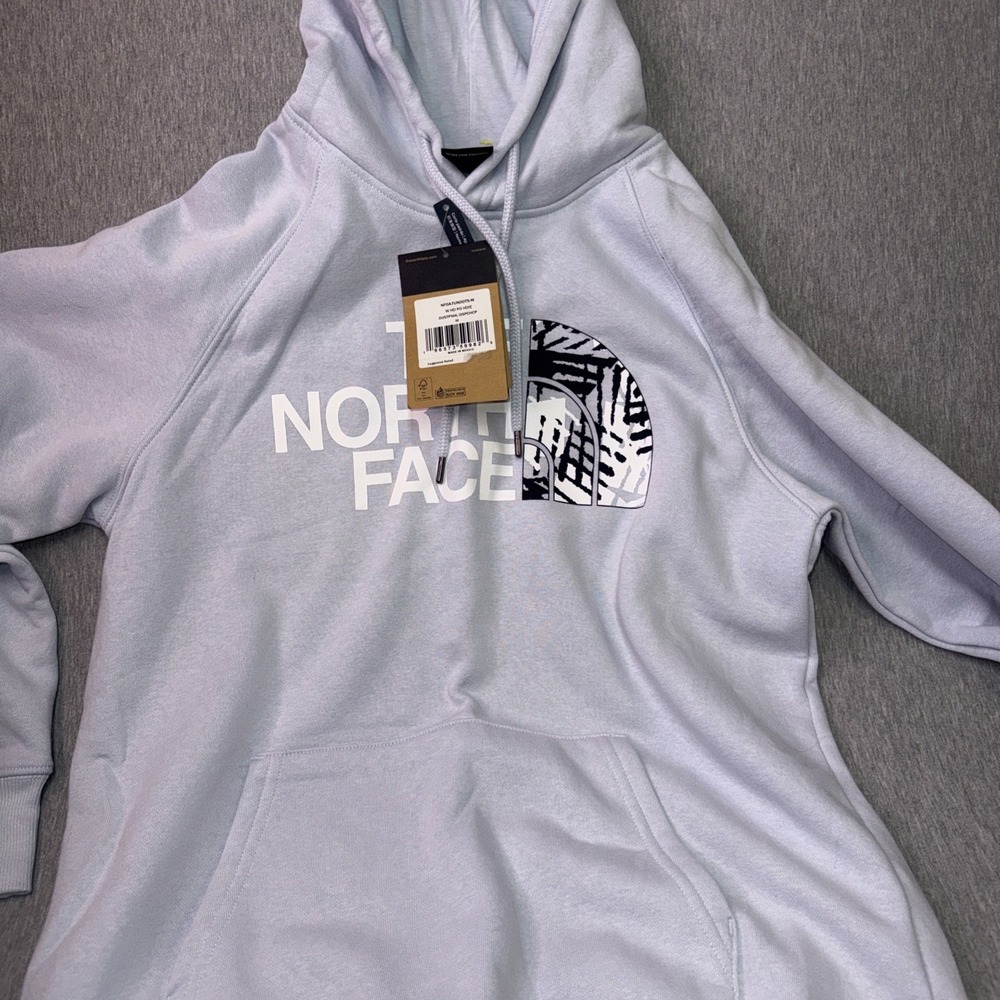 The North Face Women's Logo Hoodie Sweatshirt Light Gray Pullover NWT Size M